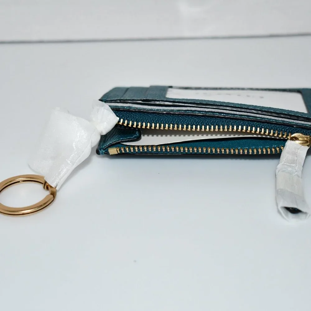 COACH Logo Leather Mini Skinny ID in Deep Turquoise #57841 B4MVT NWT_2
